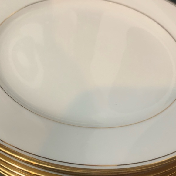 Vintage 1950s Noritake Bone White Ivory China Dessert Plates Gold Rim Set of 6 - Picture 4 of 11